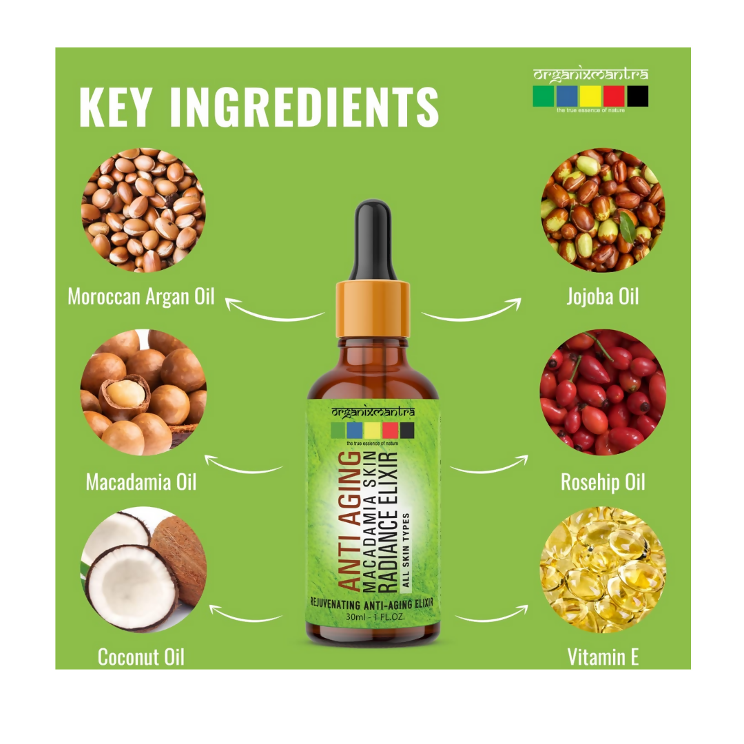 Organix Mantra Anti-Aging Macadamia Radiance Elixir Natural Face Care Serum