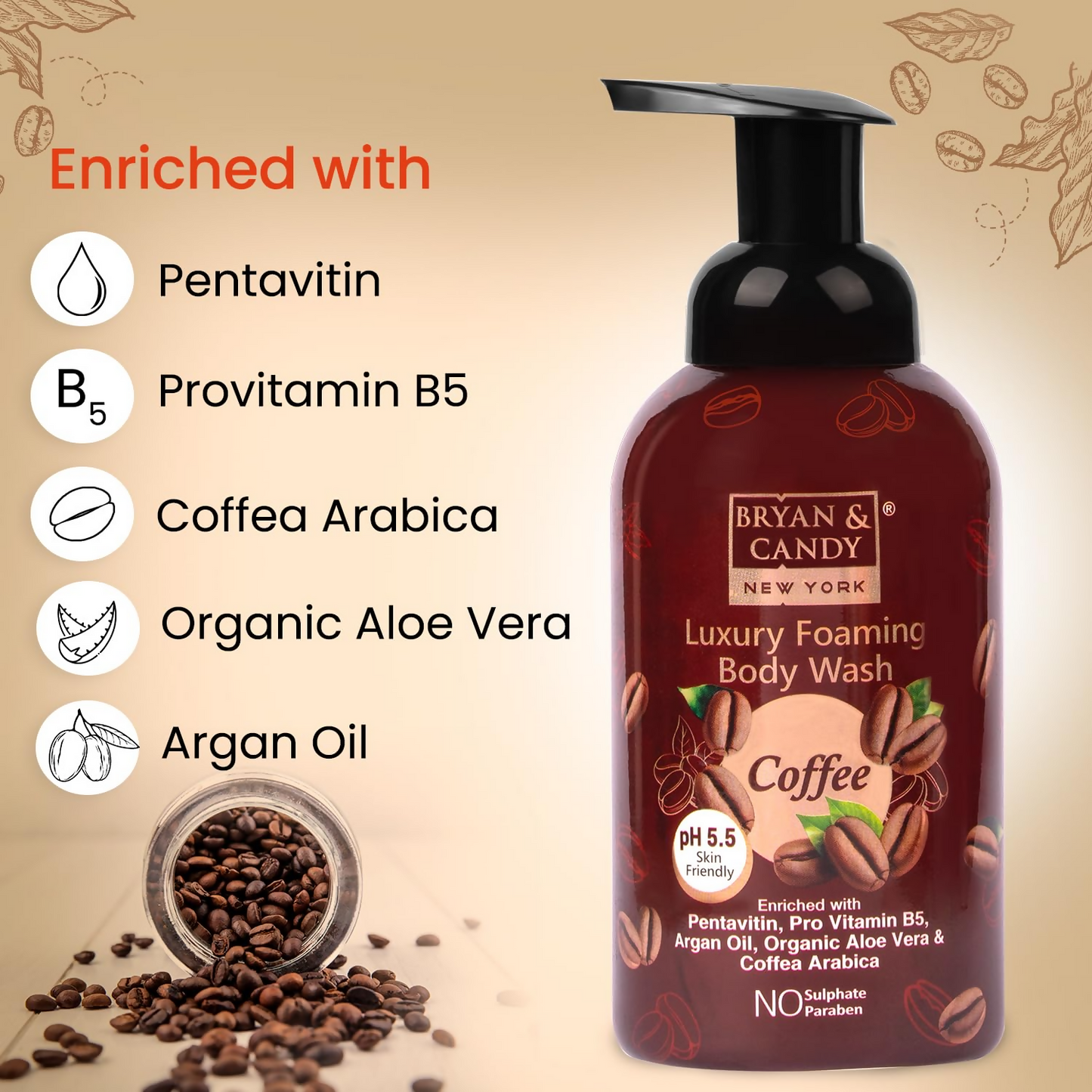 Bryan & Candy Luxury Foaming Body Wash - Coffee