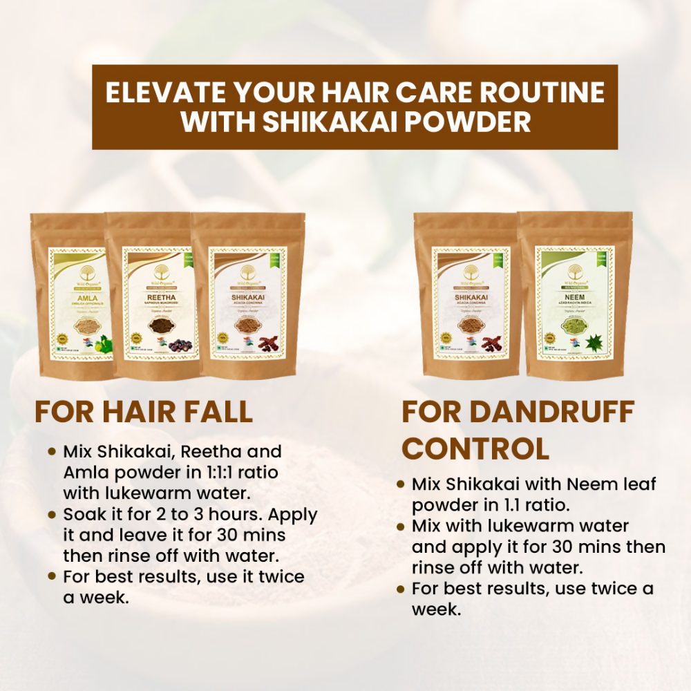 Wild Organic Shikakai Powder Natural Hair Conditioner For Smooth & Silky Hair