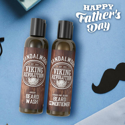 Viking Revolution Sandalwood Beard Wash and Beard Conditioner Combo - DrMediCart