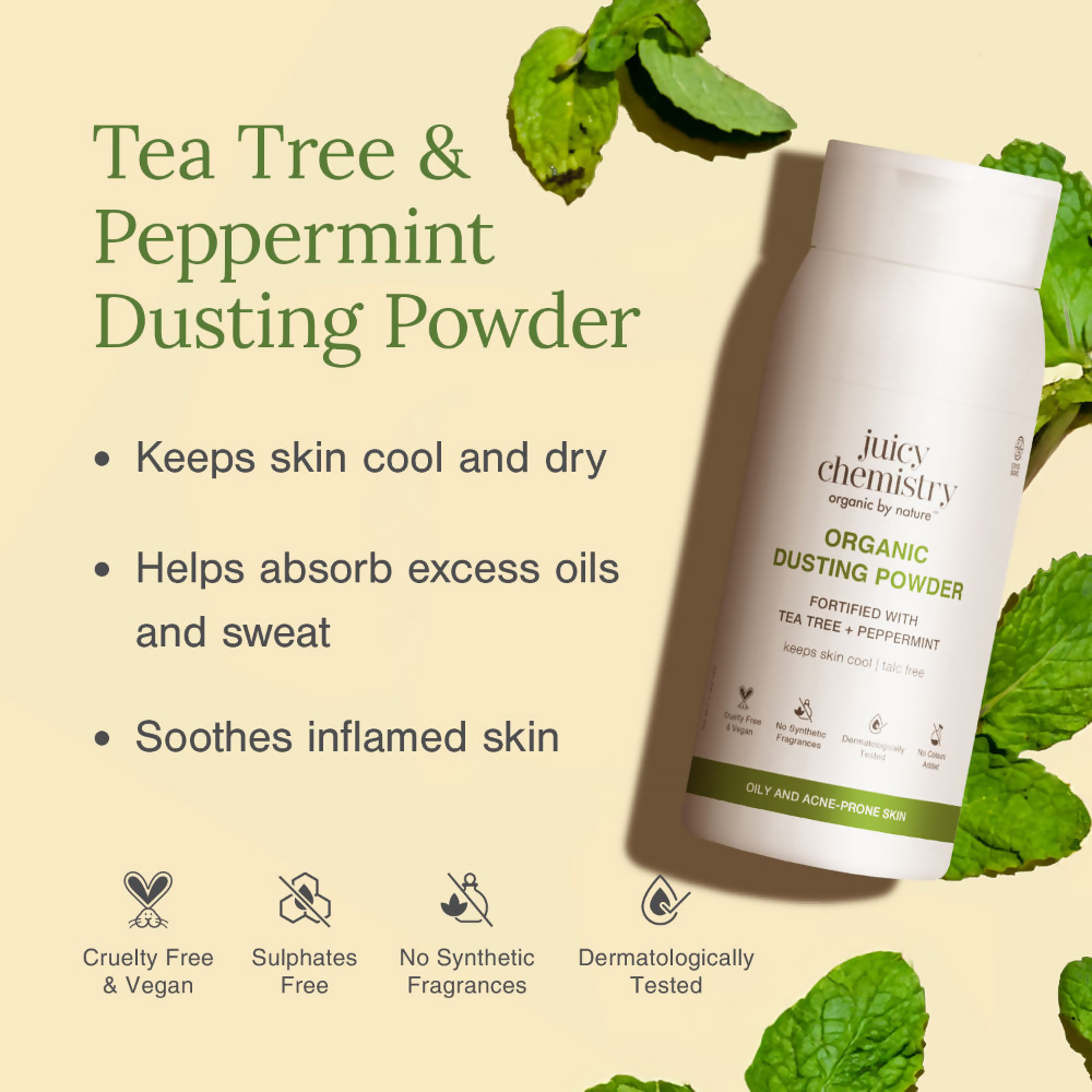 Juicy Chemistry Organic Dusting Powder Fortified With Tea Tree & Peppermint