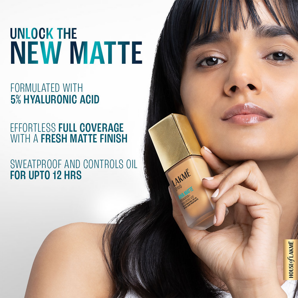 Lakme 9to5 Hya Matte Foundation + Hyaluronic Acid - Neutral Chestnut