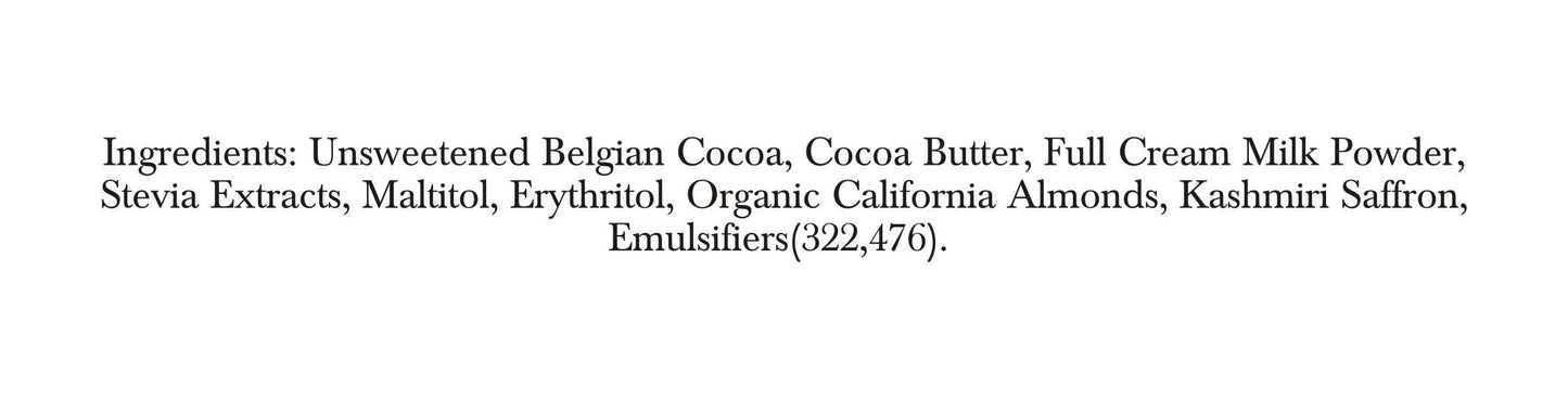 Zevic Belgian Couverture Chocolate with Organic Californian Almonds and Kashmiri Saffron