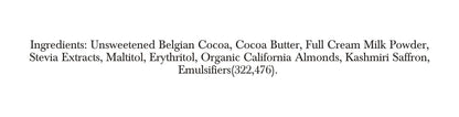 Zevic Belgian Couverture Chocolate with Organic Californian Almonds and Kashmiri Saffron