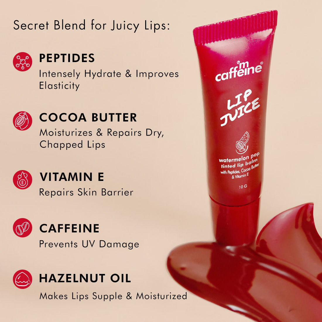 mCaffeine Lip Juice Tinted Lip Balm - Watermelon Pop