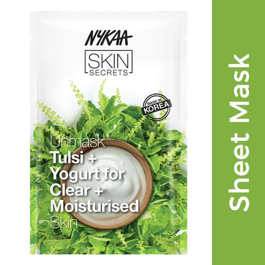 Buy Nykaa Skin Secrets Indian Rituals Tulsi + Yogurt Sheet Mask For Clear & Moisturised Skin from DrMediCart, Ship from India to USA