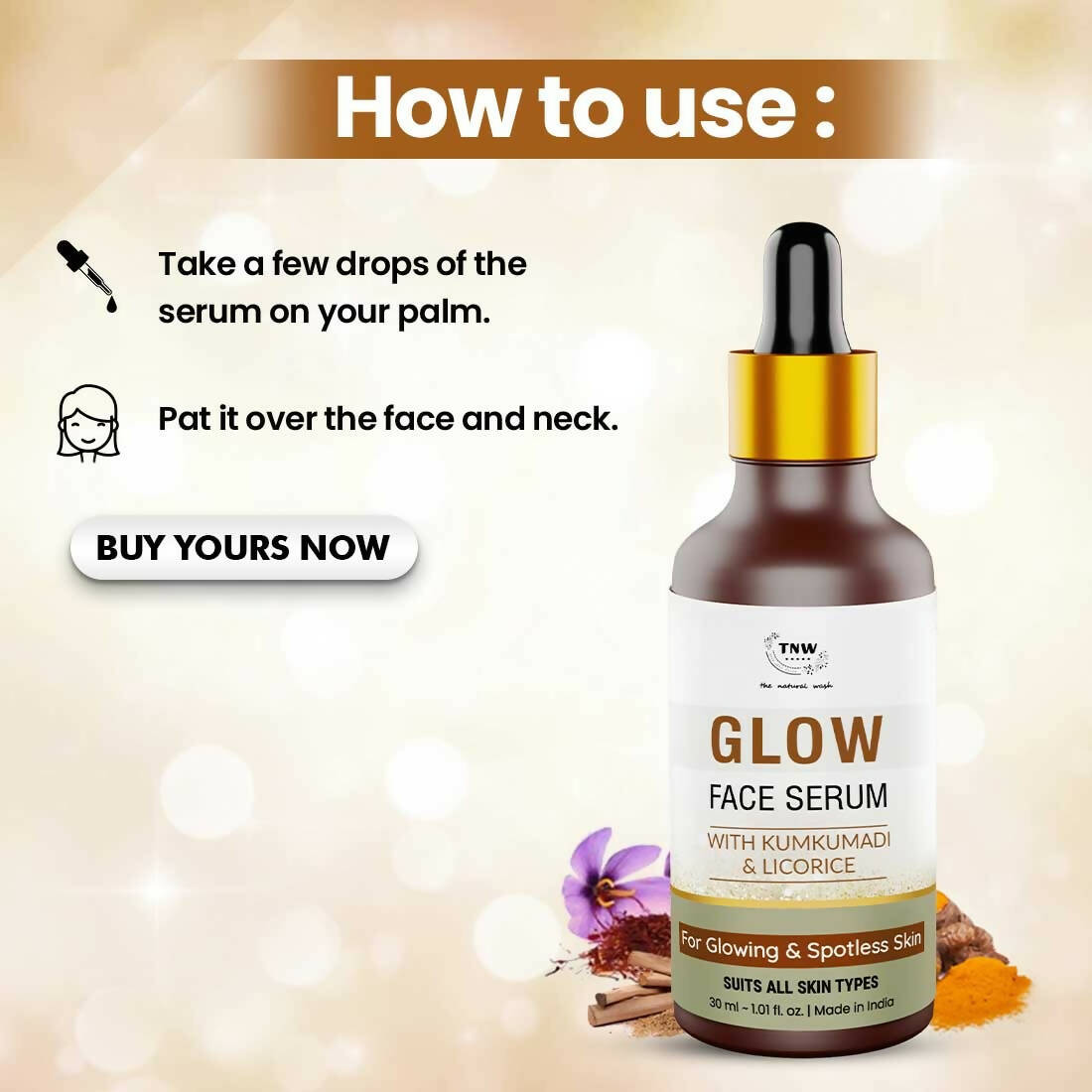 The Natural Wash Glow Face Serum with Kumkumadi & Licorice - Drmedicart