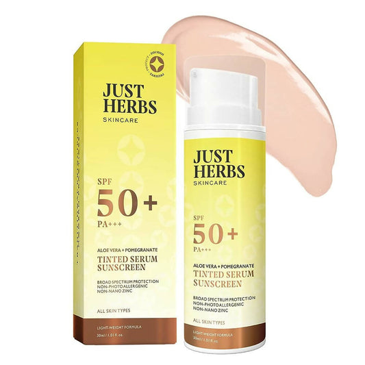 Buy Just Herbs Tinted Serum Sunscreen SPF 50+ from DrMediCart, Ship from India to USA