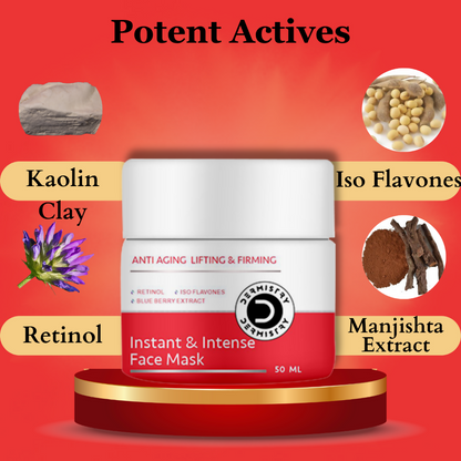 Dermistry Anti Aging Instant Intense Face Mask Retinol Blue Berry Lifting Firming Skin Tightening