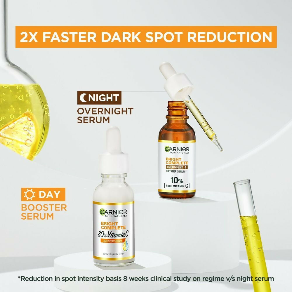Garnier 30X Vitamin C Day + 10% Vitamin C Night Serum Mini Combo - Wake Up to 73% Brighter Skin