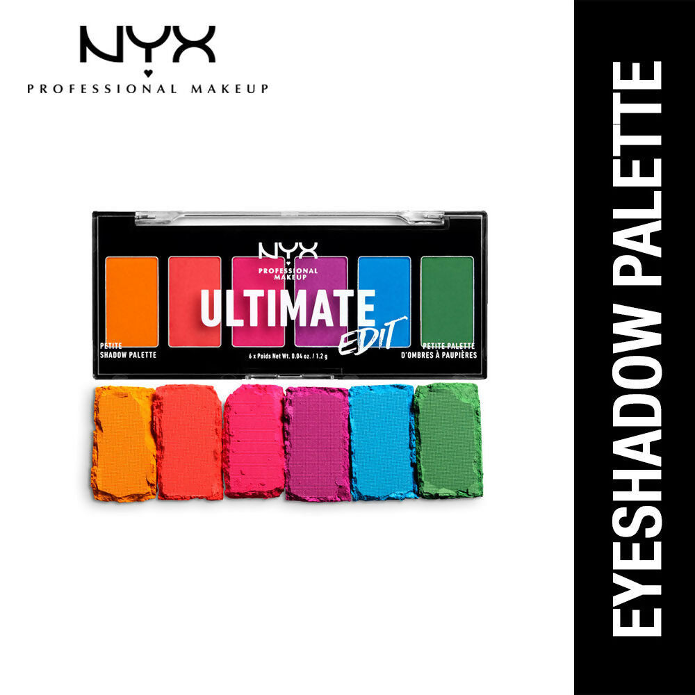 NYX Professional Makeup Ultimate Edit Petite 6 Color Shadow Palette Brights (1.2 gm Each)