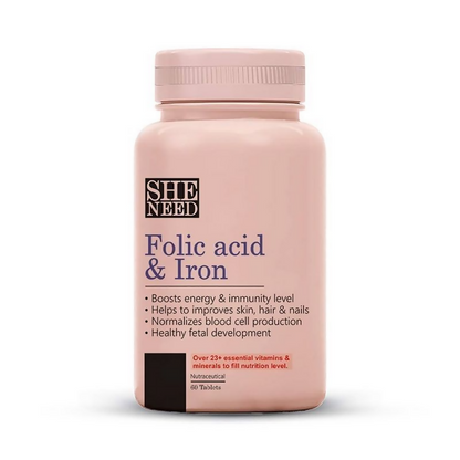 SheNeed Folic Acid & Iron Supplement Tablets For Pregnancy