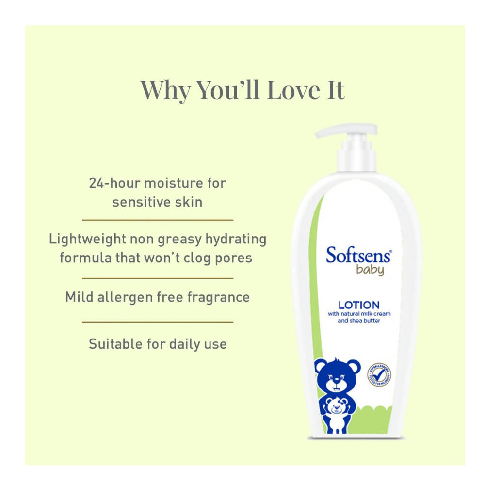 Softsens Baby Nourishing Lotion with Milk Cream & Shea Butter For Face & Body, Moisturizer