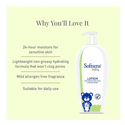 Softsens Baby Nourishing Lotion with Milk Cream & Shea Butter For Face & Body, Moisturizer