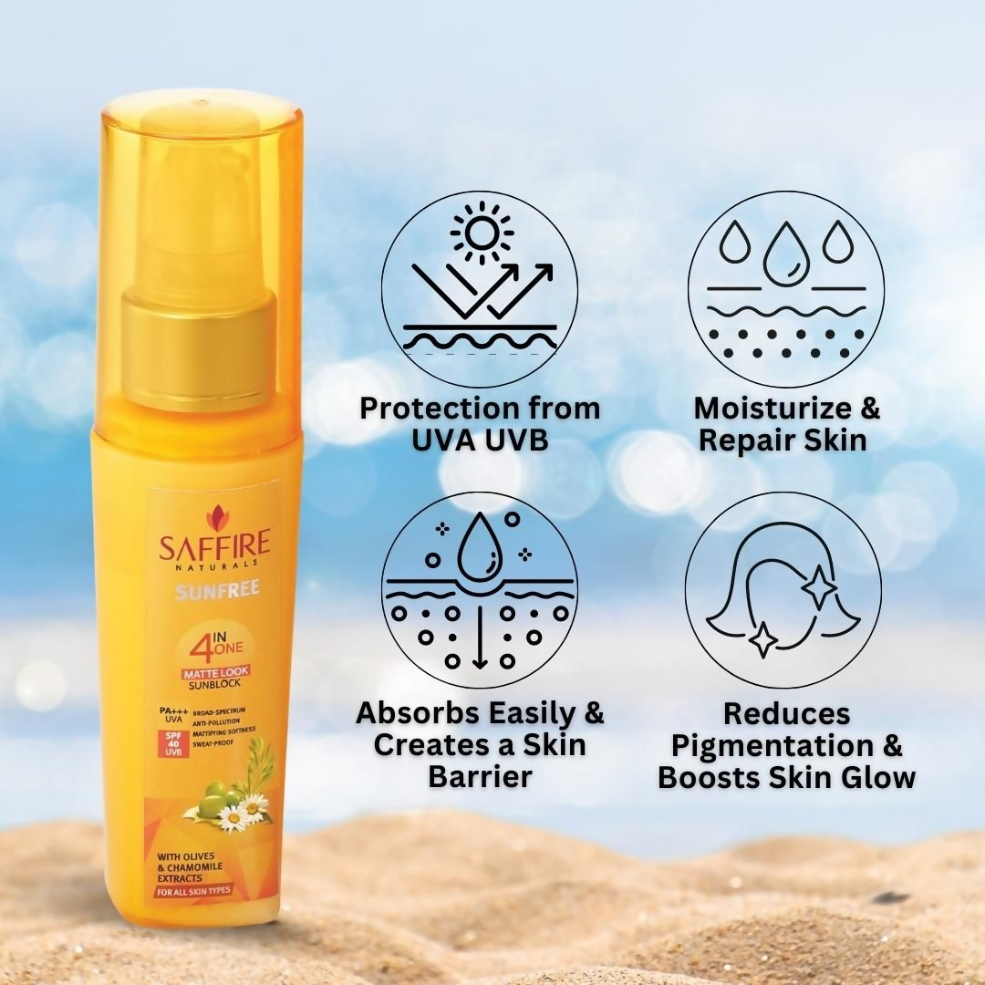 Saffire Naturals 4-In-One SunFree Matte Look SunBlock SPF 40
