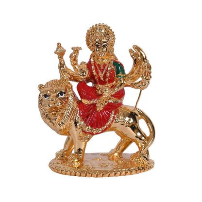 Buy Collectible India Gold-Polished Goddess Maa Durga Sherawali Mata Idol