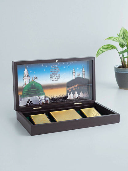 Buy Golden Peacock Brown & Gold-Toned 24 Ct Gold Foil Makka Madina Dua Box