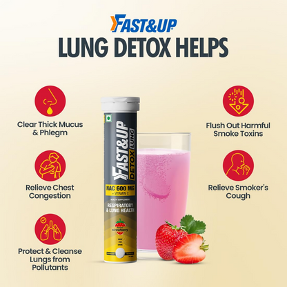 FAST&UP Detox Lung N-Acetylcysteine 600mg + Vitamin C - Strawberry Flavour Tablets