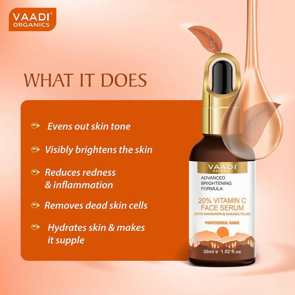 Vaadi Herbals 20% Vitamin C Face Serum With Advanced Brightening Formula - Drmedicart