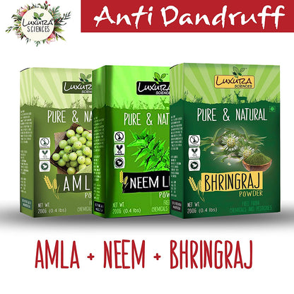 Luxura Sciences Natural Hair Care Set Anti Dandruff - Amla + Neem + Bhringraj - DrMediCart