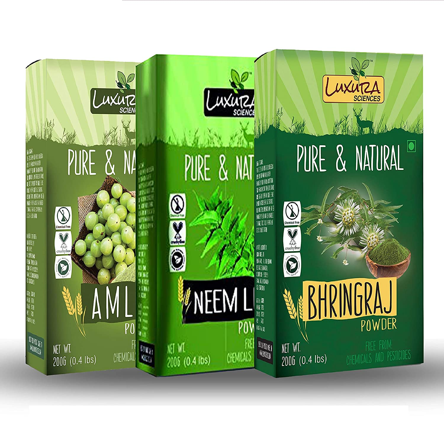 Luxura Sciences Natural Hair Care Set Anti Dandruff - Amla + Neem + Bhringraj - DrMediCart