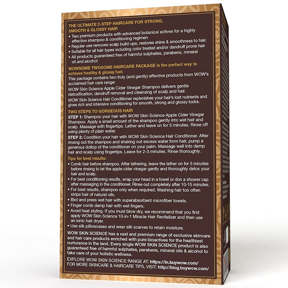 Wow Skin Science Apple Cider Vinegar Shampoo and Hair Conditioner Combo - Drmedicart