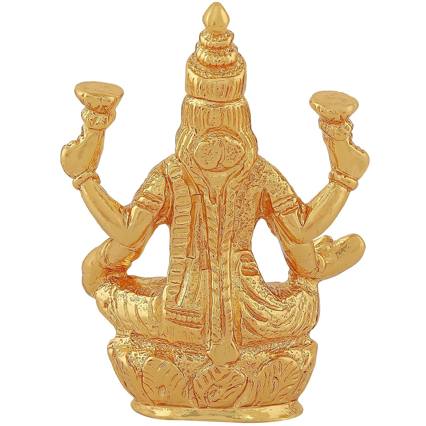 Estele Gold -Polished goddess of wealth Laxmi Devi on lotus Idol for Home/Car decor