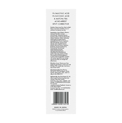 mCaffeine 1% Salicylic Acid 1% Succinic Acid & Matcha Tea Acne Arrest Spot Corrector - Treats Active Acne