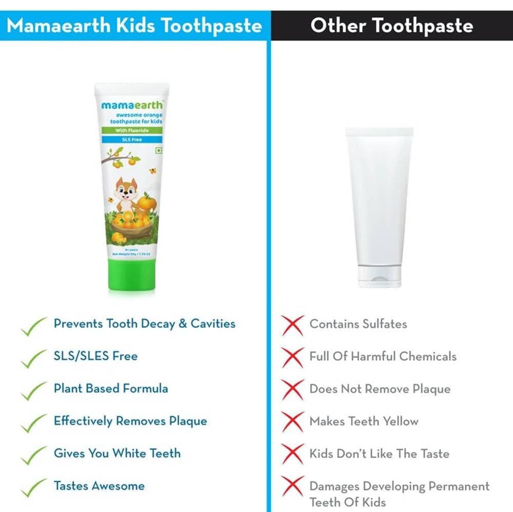 Mamaearth Awesome Orange Baby Toothpaste Cleanses Teeth, Provides Healthy Teeth & Gums