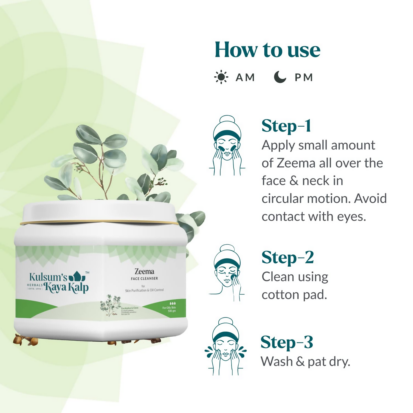 Kulsum's Kaya Kalp Zeema Face Cleanser For Skin Purification & Oil Control With Eucalyptus & Clove