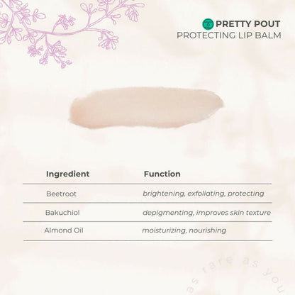 Rare Chemistry Pretty Pout Protecting Day Lip Balm, SPF 20, Beetroot Almond Oil, Moisturising