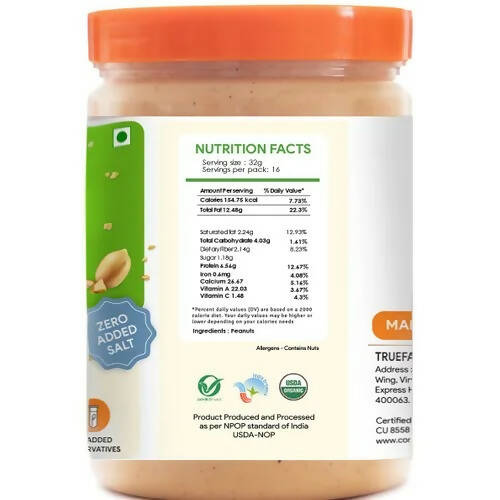 Truefarm Organic Peanut Butter Crunchy -Unsweetened