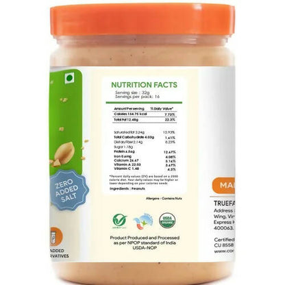 Truefarm Organic Peanut Butter Crunchy -Unsweetened