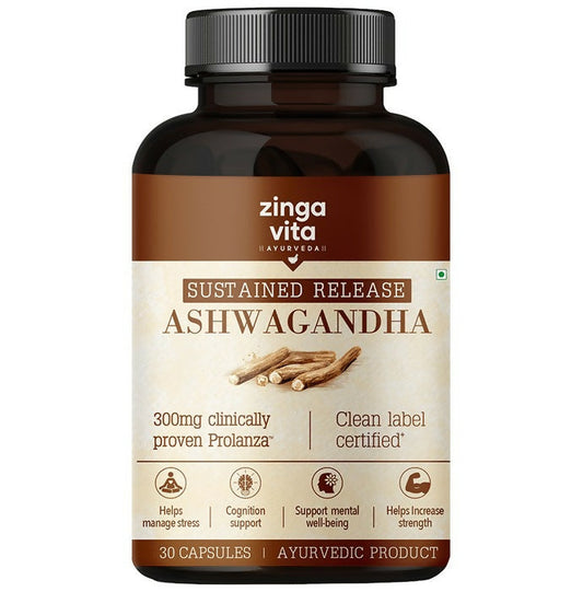 Buy Zingavita Ayurveda Sustained Release Ashwagandha 300mg Capsules from DrMediCart, Ship from India to USA
