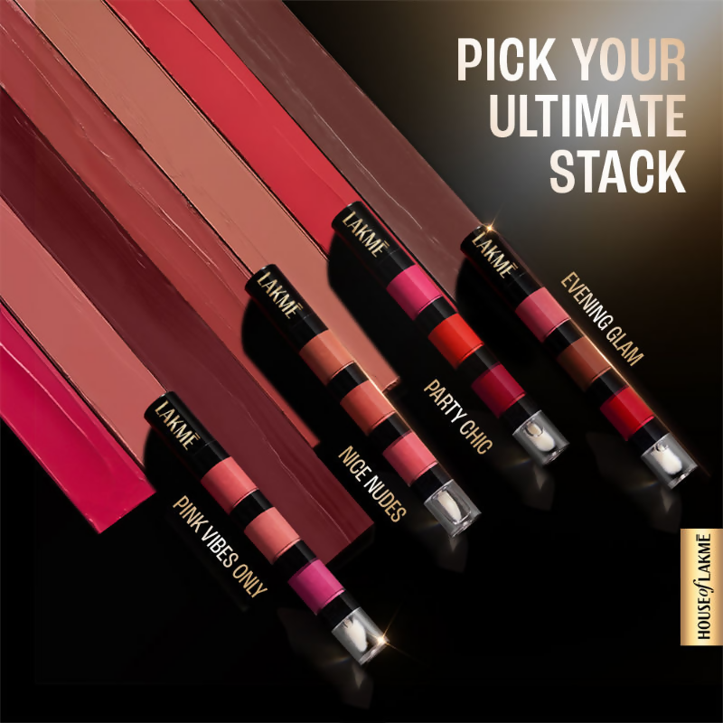 Lakme Ultimate Glam 4 In 1 Lip Stack - Evening Glam