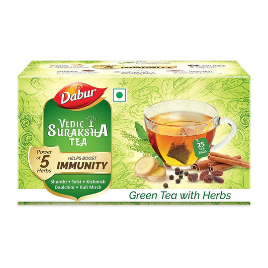 Buy Dabur Vedic Suraksha Green Tea With Herbs Bags from DrMediCart, Ship from India to USA