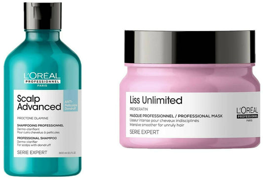 Buy L'Or??al Paris Scalp Advanced Anti-Dandruff Dermo-Clarifier Shampoo & Liss Unlimited Hair Mask from DrMediCart, Ship from India to USA