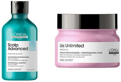 L'Oréal Paris Scalp Advanced Anti-Dandruff Dermo-Clarifier Shampoo & Liss Unlimited Hair Mask