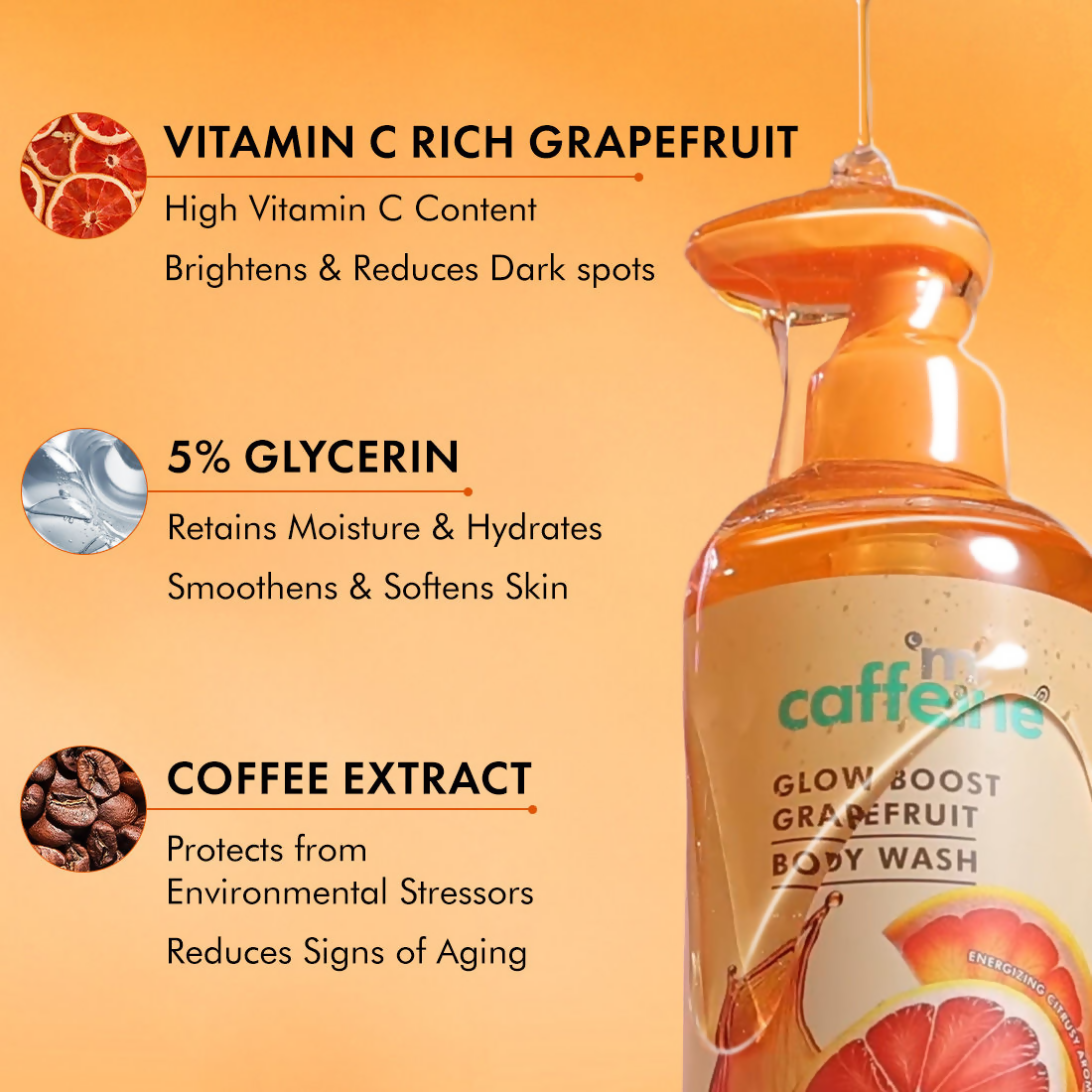 mCaffeine Glow Boost Grapefruit Body Wash