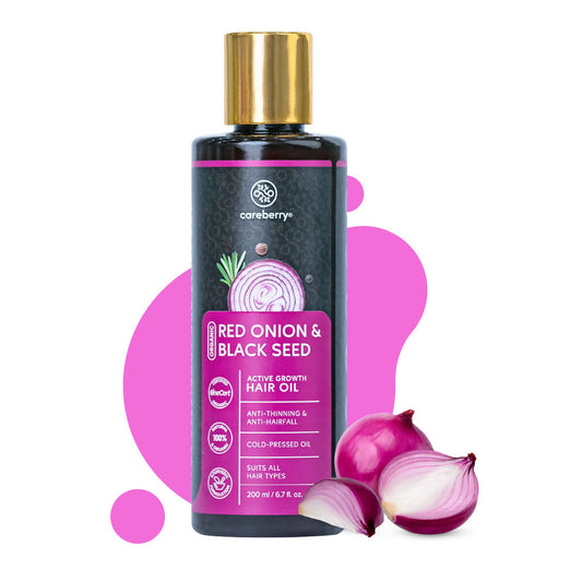 Buy Careberry Organic Red Onion & Black Seed Extract Oil For Anti Hair Fall from DrMediCart, Ship from India to USA