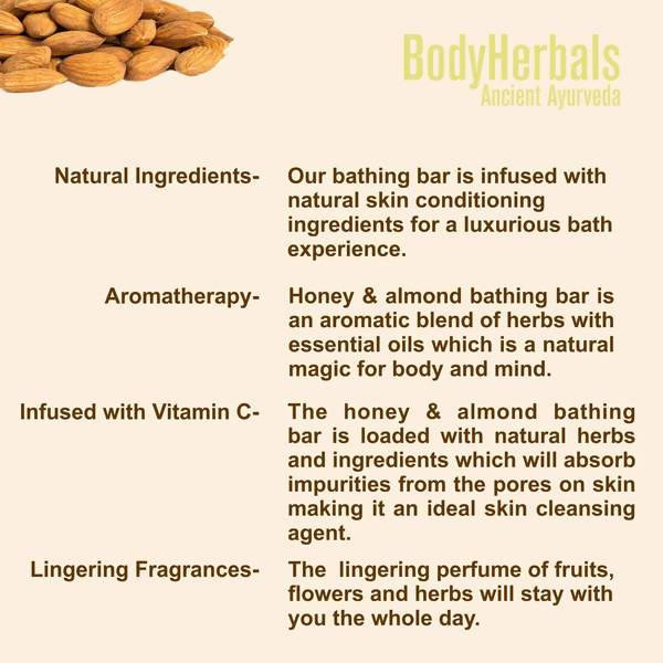 Bodyherbals Hydrating, Hand Made Honey Almond Bathing Bar