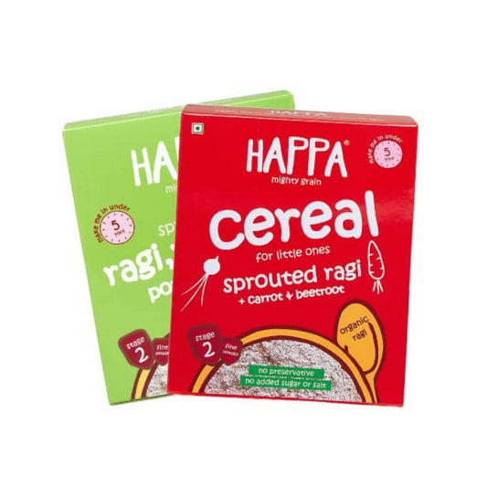 Happa Organic Porridge (Ragi, Carrot Beetroot + Ragi-Ragi) Combo