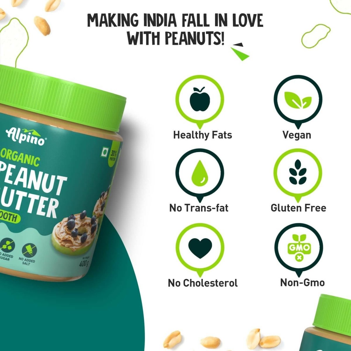 Alpino Organic Natural Peanut Butter Smooth