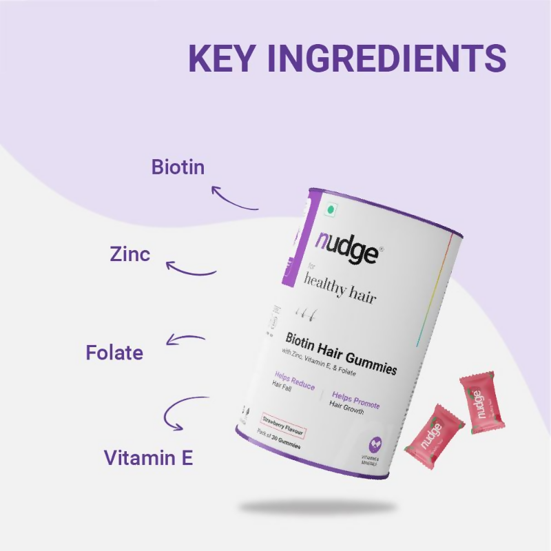 Nudge Biotin Hair Gummies - Strawberry Flavour