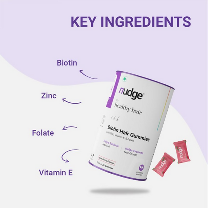 Nudge Biotin Hair Gummies - Strawberry Flavour