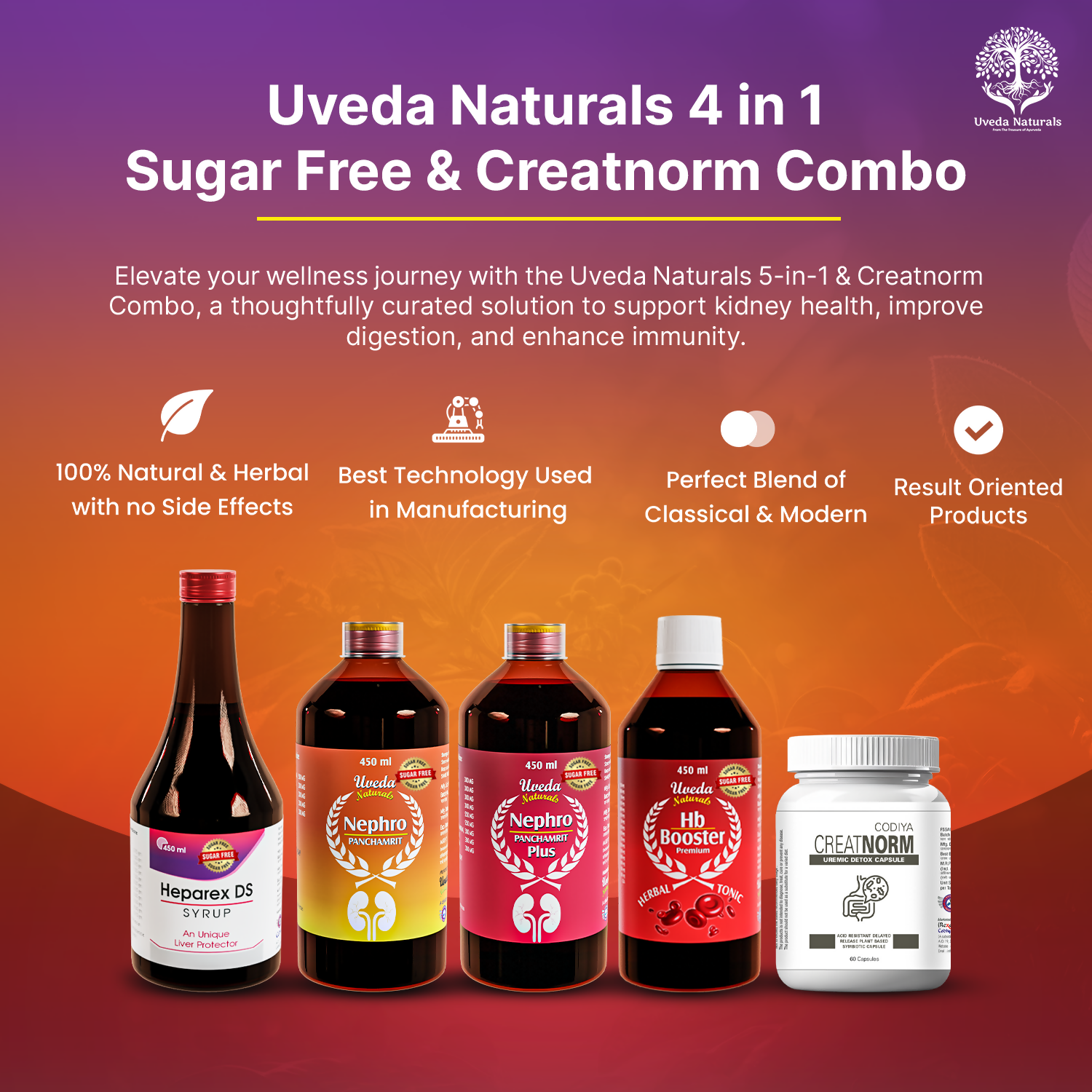 Uveda Naturals 4 in 1 & Creatnorm Sugar Free Combo