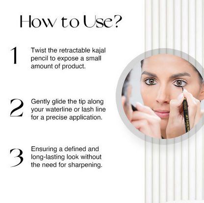 Nourish Mantra Jet Gaze Kajal Urban Rani - Black with Almond Oil & Vitamin E