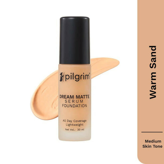 Buy Pilgrim Dream Matte Serum Foundation For Medium Skin Tone Warm Sand from DrMediCart, Ship from India to USA