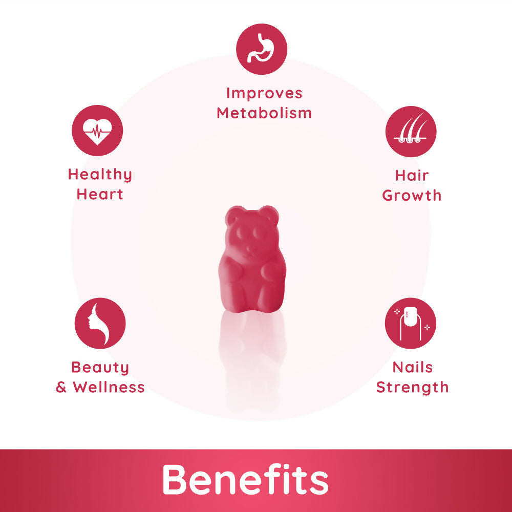 Purna Gummies Hair Biotin Cranberry Sugar Free Gummies with Vitamin B12 for Hair & Nail