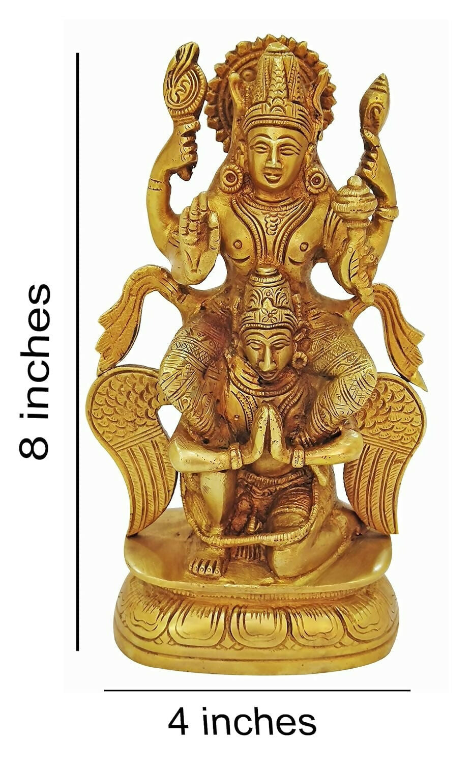 P.J.Handicrafts Brass Metal Idol of Vishnu Ji Riding On Garuda